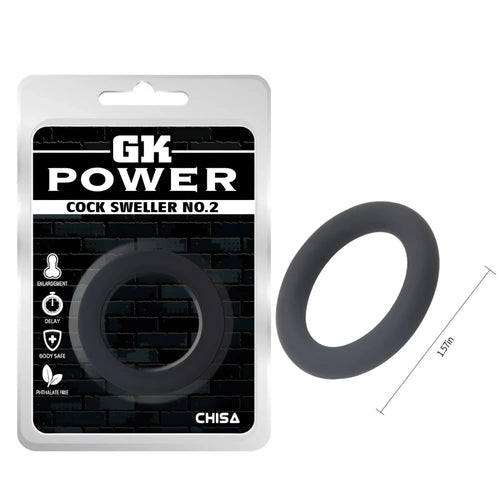 Black silicone cock sweller ring gk power no 2 by chisa designed for enlargement and support