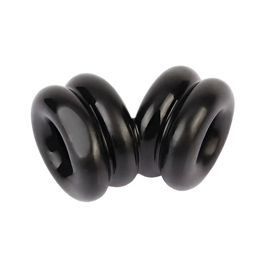Black glossy ceramic yoyo with dual-lobed design from GK Power double stacked dual pleasure ring one size