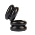 Black glossy-finished three-tiered ring stand with smooth rounded edges from GK Power double stacked dual pleasure ring