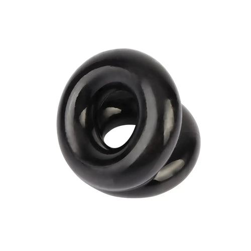 Black glossy silicone double-ring plug from gk power dual pleasure ring black one size for enhanced sensation