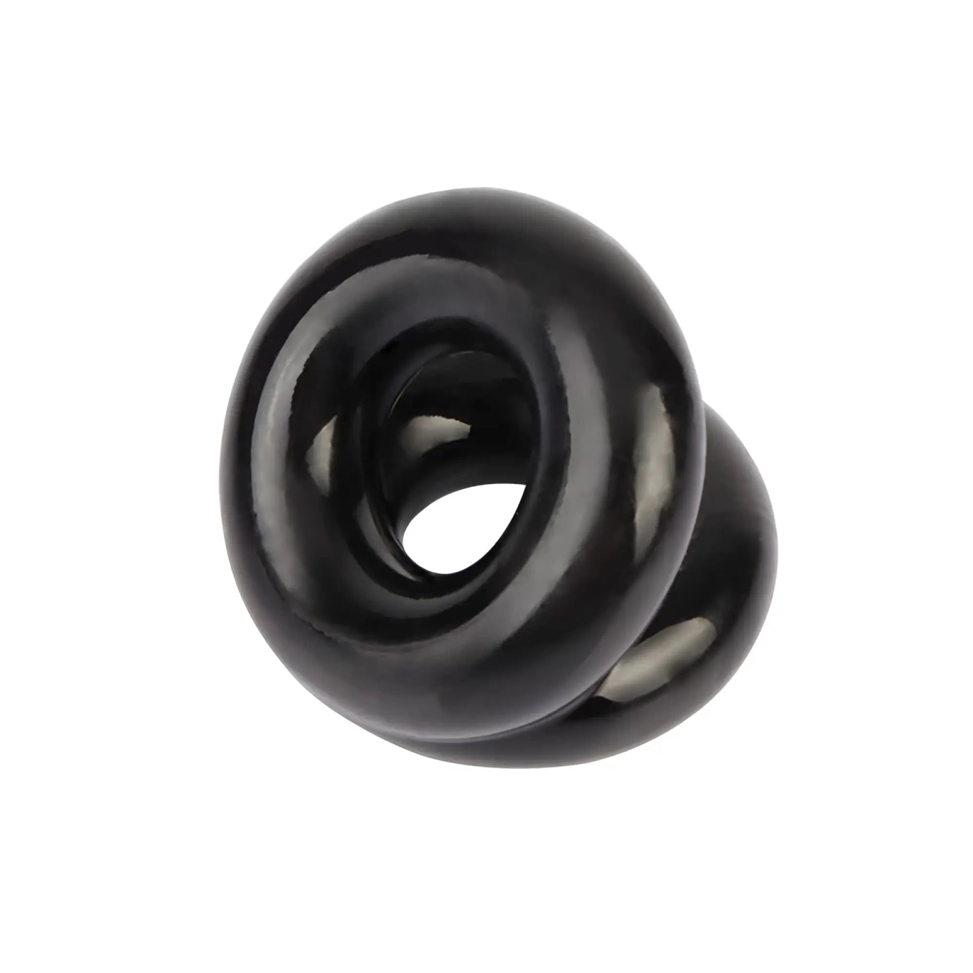 Black glossy silicone double-ring plug from gk power dual pleasure ring black one size for enhanced sensation