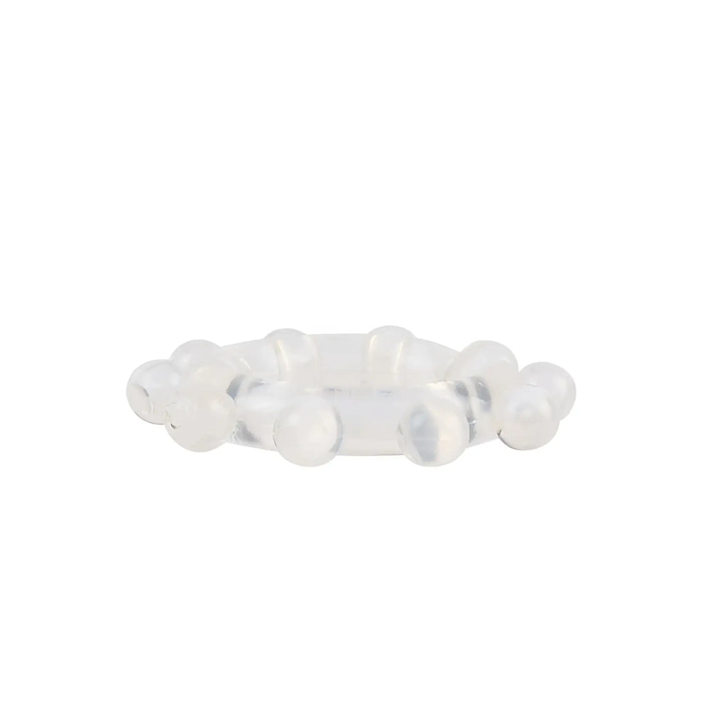 Transparent white beaded bracelet with smooth rounded spheres from gk power power enhancer ring clear one size
