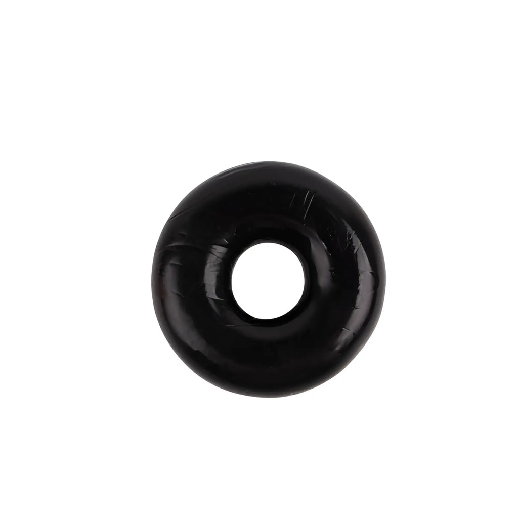 Black rubber donut shaped cock ring from GK Power Fat O Cock Ring in one size for enhanced performance use