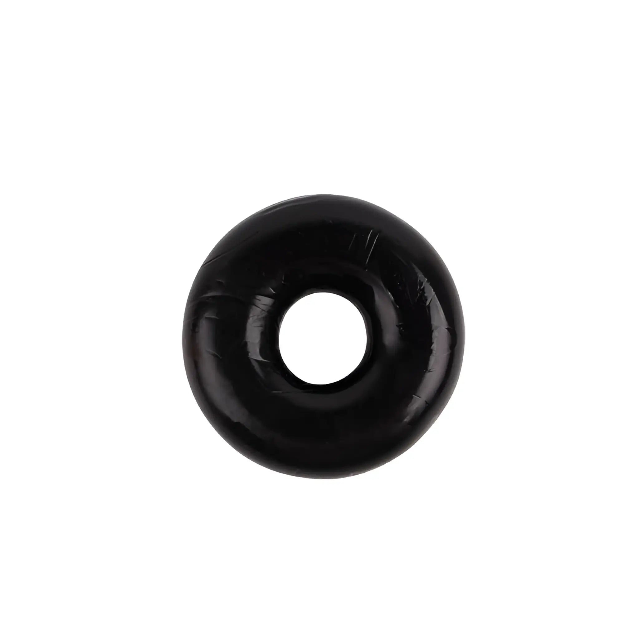 Black rubber donut shaped cock ring from GK Power Fat O Cock Ring in one size for enhanced performance use
