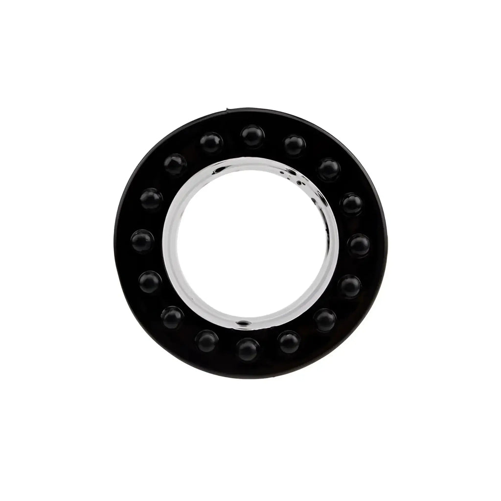 Gk power hard on 2 pc ring set one size black circular ring with shiny silver inner band and black spherical beads on edge