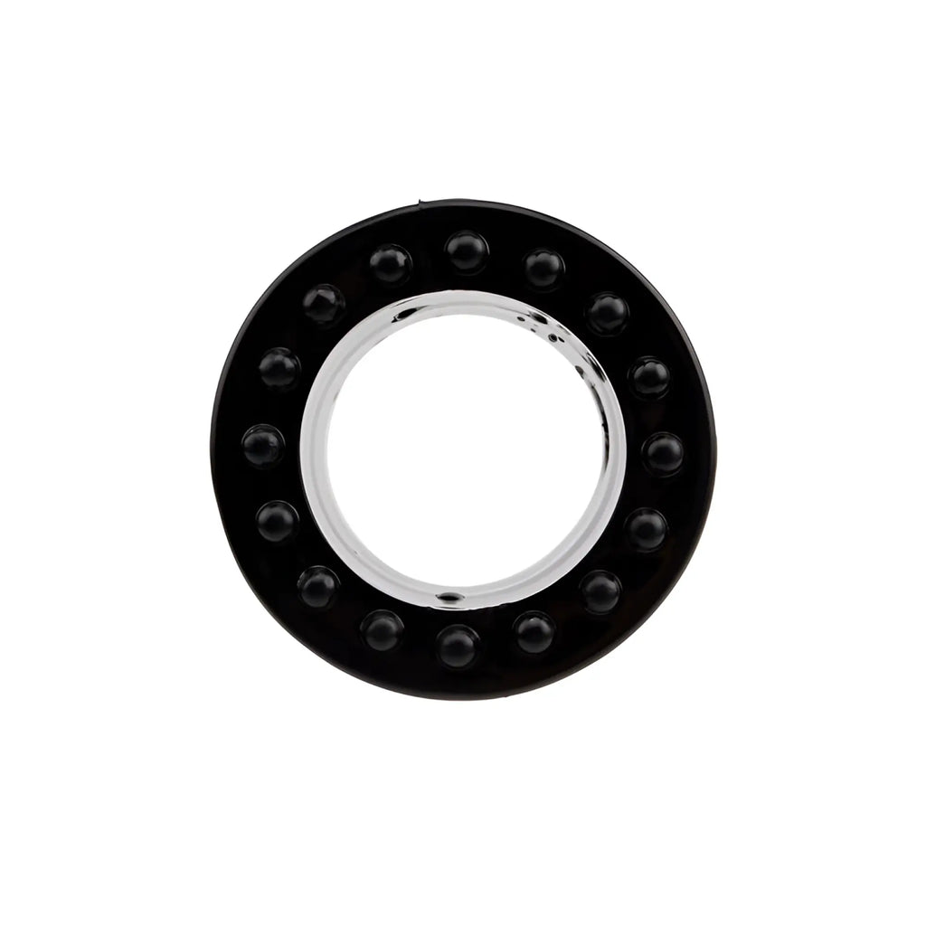 Gk power hard on 2 pc ring set one size black circular ring with shiny silver inner band and black spherical beads on edge