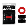 Gk power hard on 2 pc ring set featuring a black textured outer ring and smooth red inner band in one size