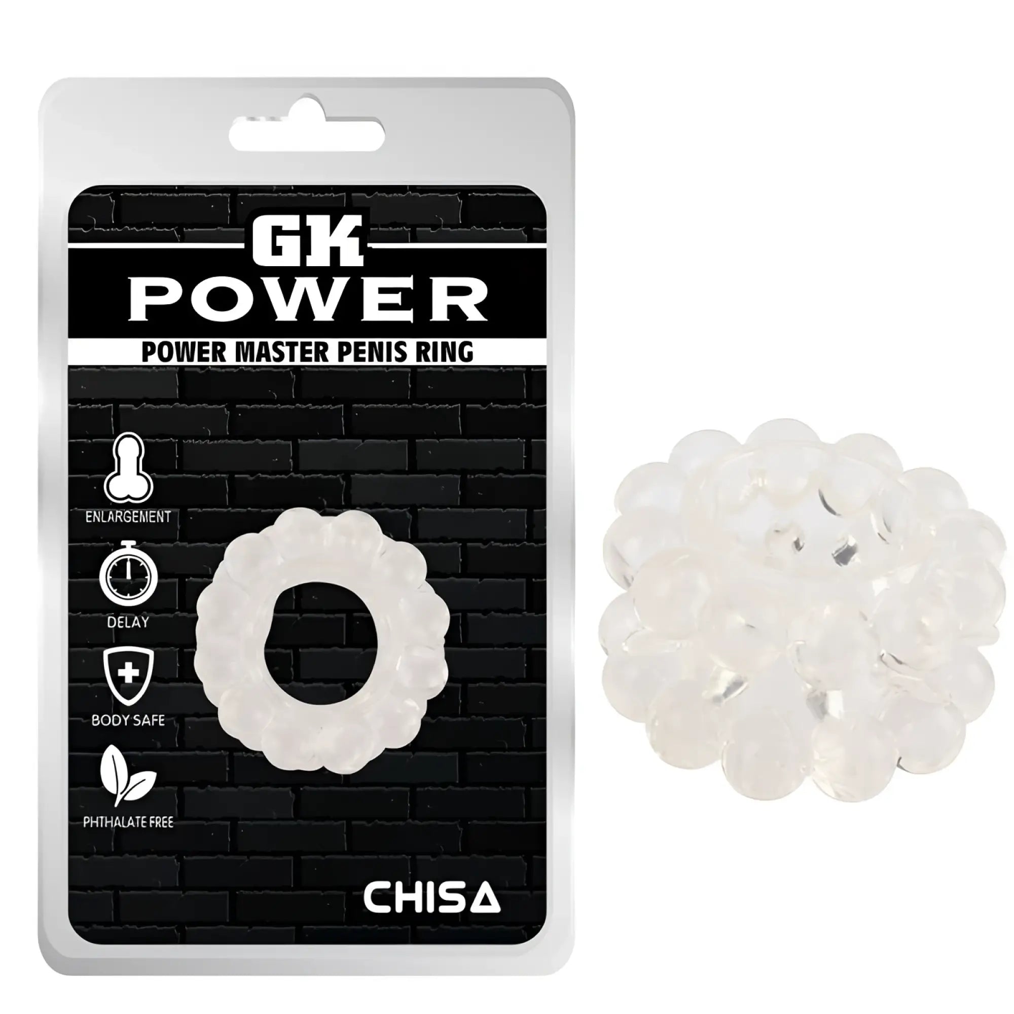 Clear translucent silicone penis ring with scalloped edge design gk power power master ring clear one size