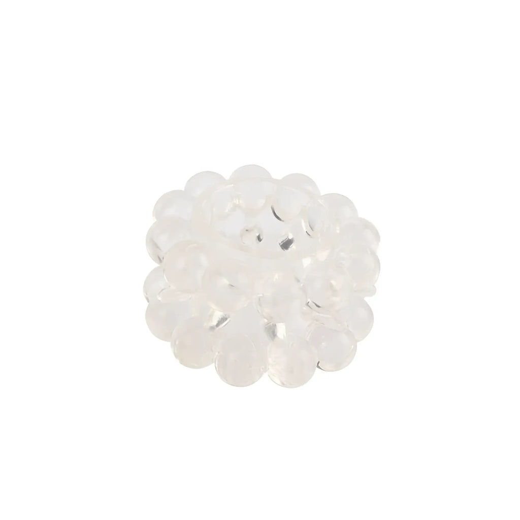 Gk power power master ring clear one size with translucent white faceted glass bead cluster in spherical shape