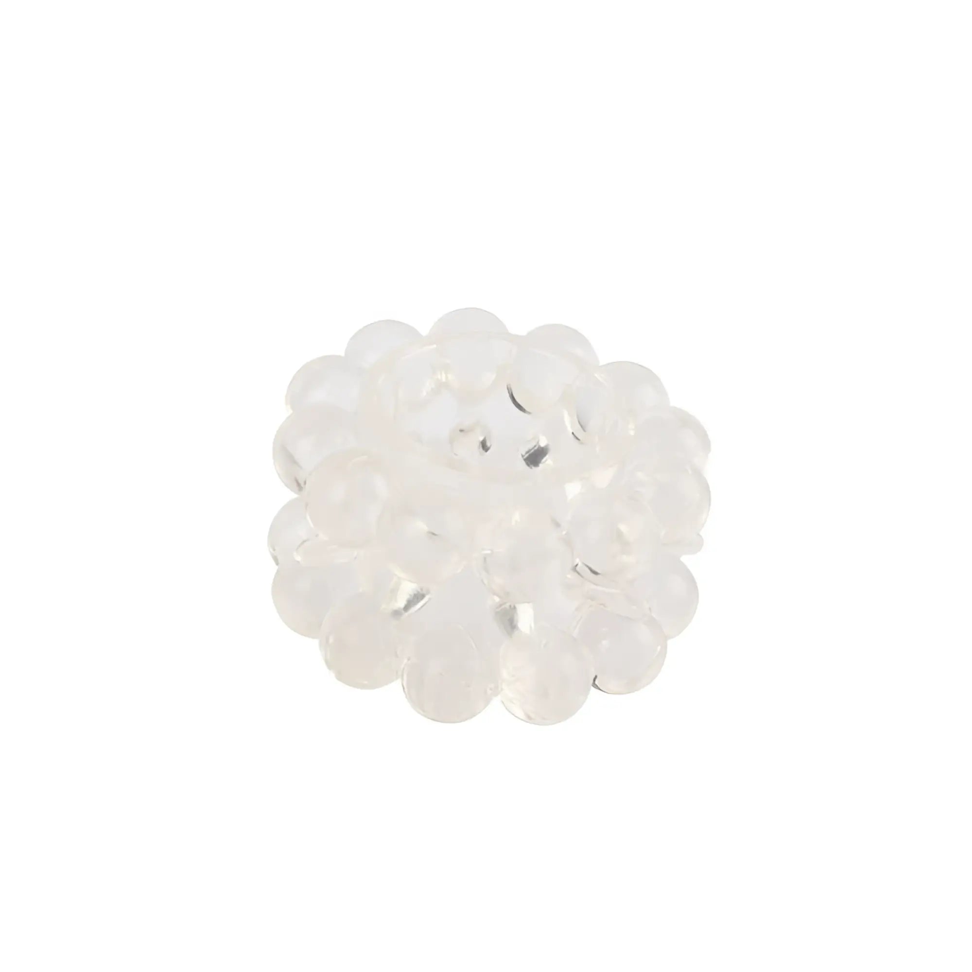 Gk power power master ring clear one size with translucent white faceted glass bead cluster in spherical shape