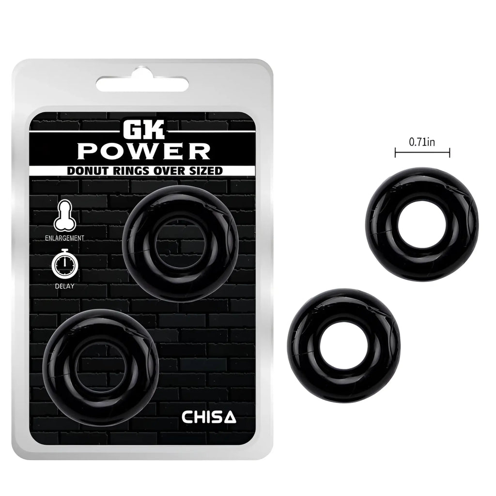 Black gk power mega donut rings twin pack oversized smooth silicone grip rings for strength training and fitness