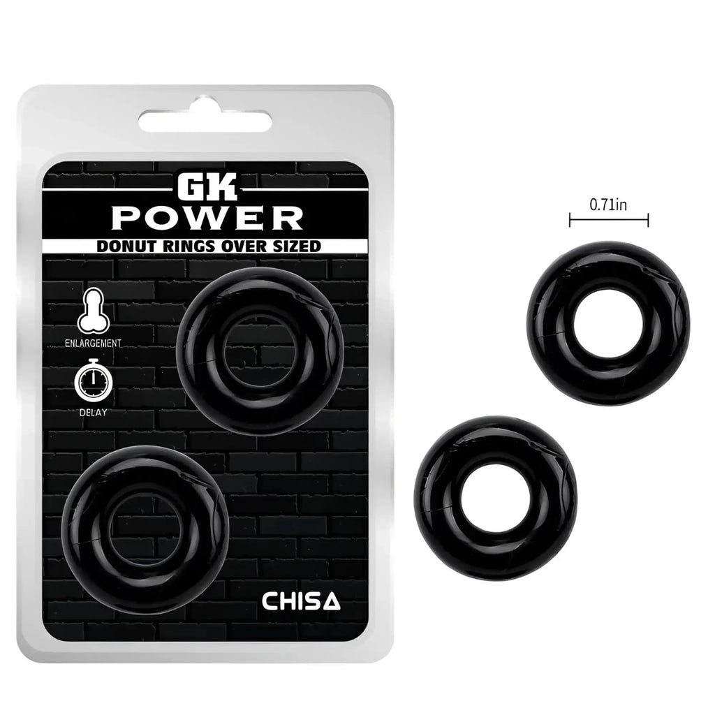 Black gk power mega donut rings twin pack oversized smooth silicone grip rings for strength training and fitness