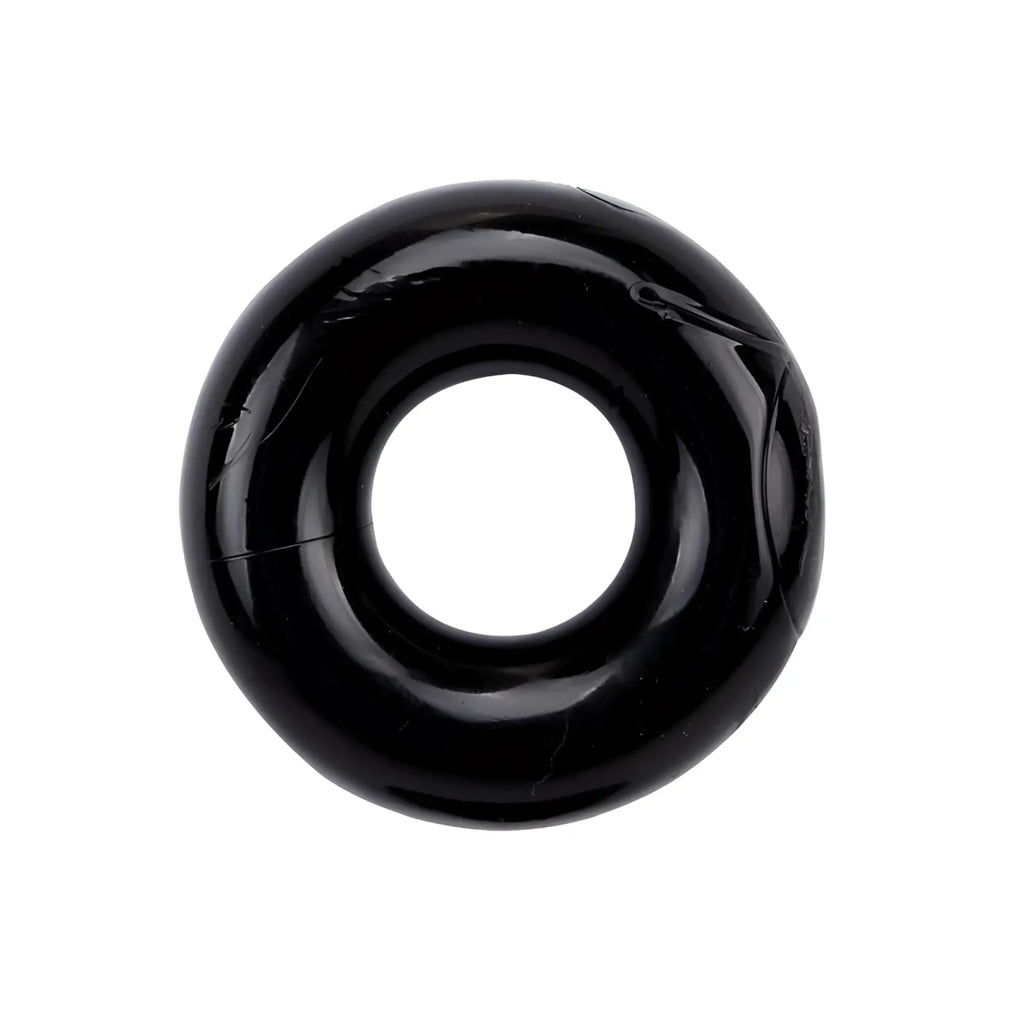 Black glossy silicone ring with smooth rounded design from gk power mega donut rings twin pack one size