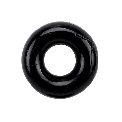 Black glossy silicone ring with smooth rounded design from gk power mega donut rings twin pack one size