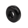 Black rubber donut-shaped cock ring with glossy textured finish from gk power mega fat o one size