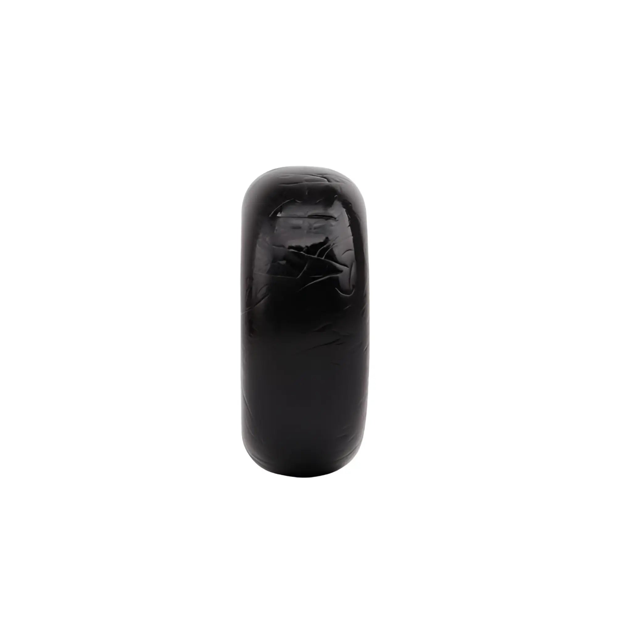 A sleek glossy black gk power mega fat o cock ring one size with smooth rounded band and subtle engraved detailing
