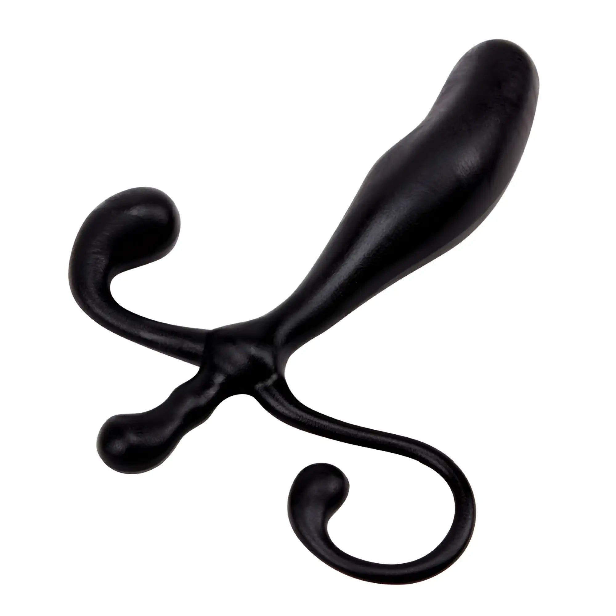 Black silicone gk power prostate pleaser plug with three curved rounded appendages designed for prostate stimulation