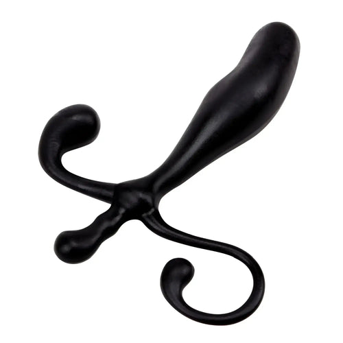 Black silicone gk power prostate pleaser plug with three curved rounded appendages designed for prostate stimulation