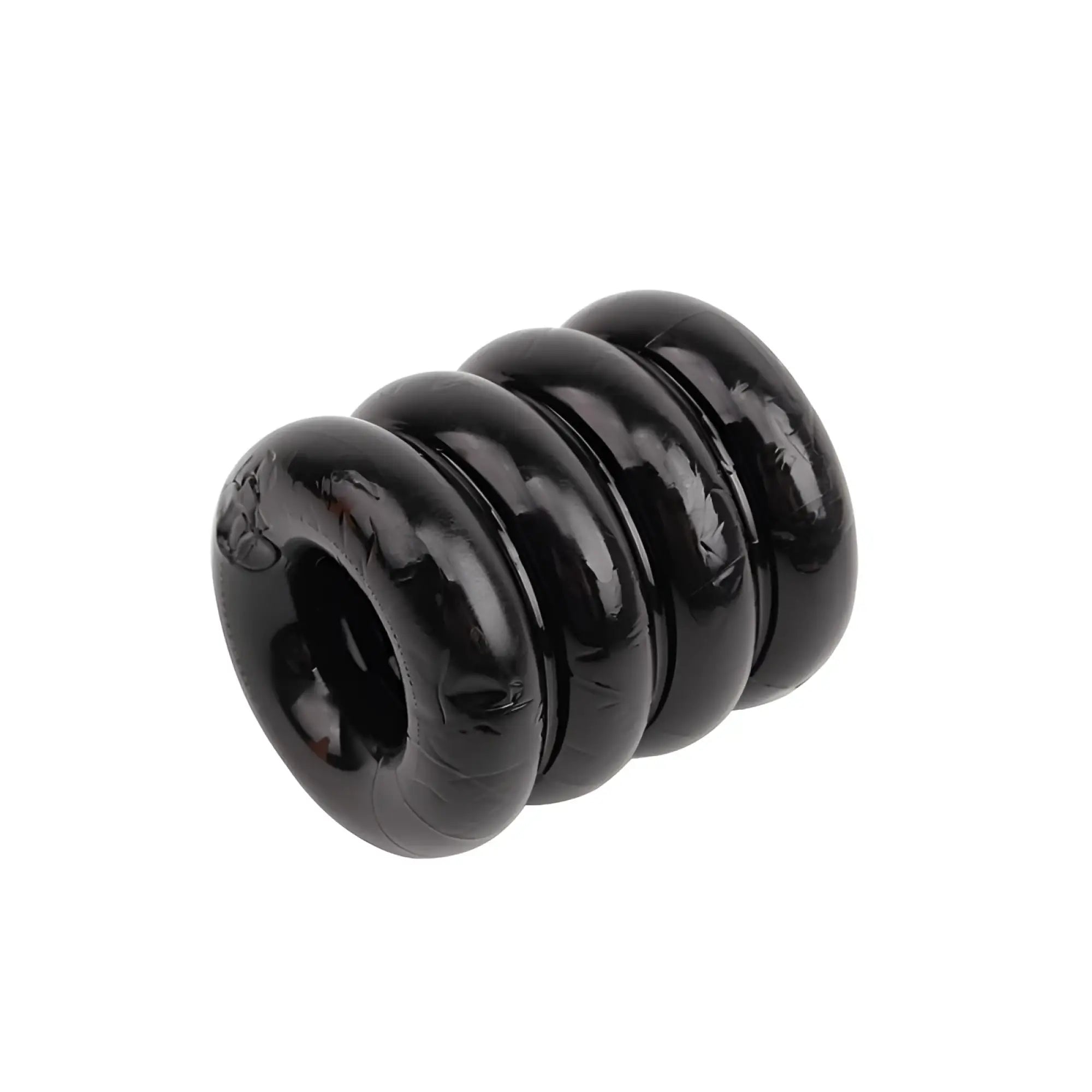 Black glossy ceramic bead with spiral design on gk power quadplay cock ring one size for enhanced stimulation
