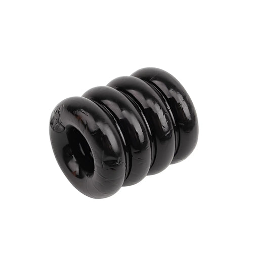 Black glossy ceramic bead with spiral design on gk power quadplay cock ring one size for enhanced stimulation