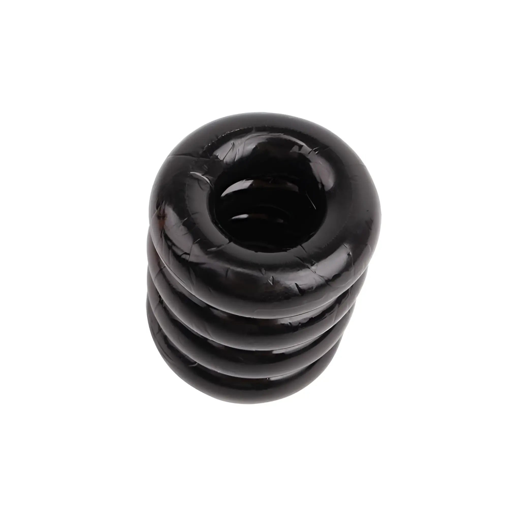 Black glossy-coated compression spring coiled design for gk power quadplay cock ring one size product