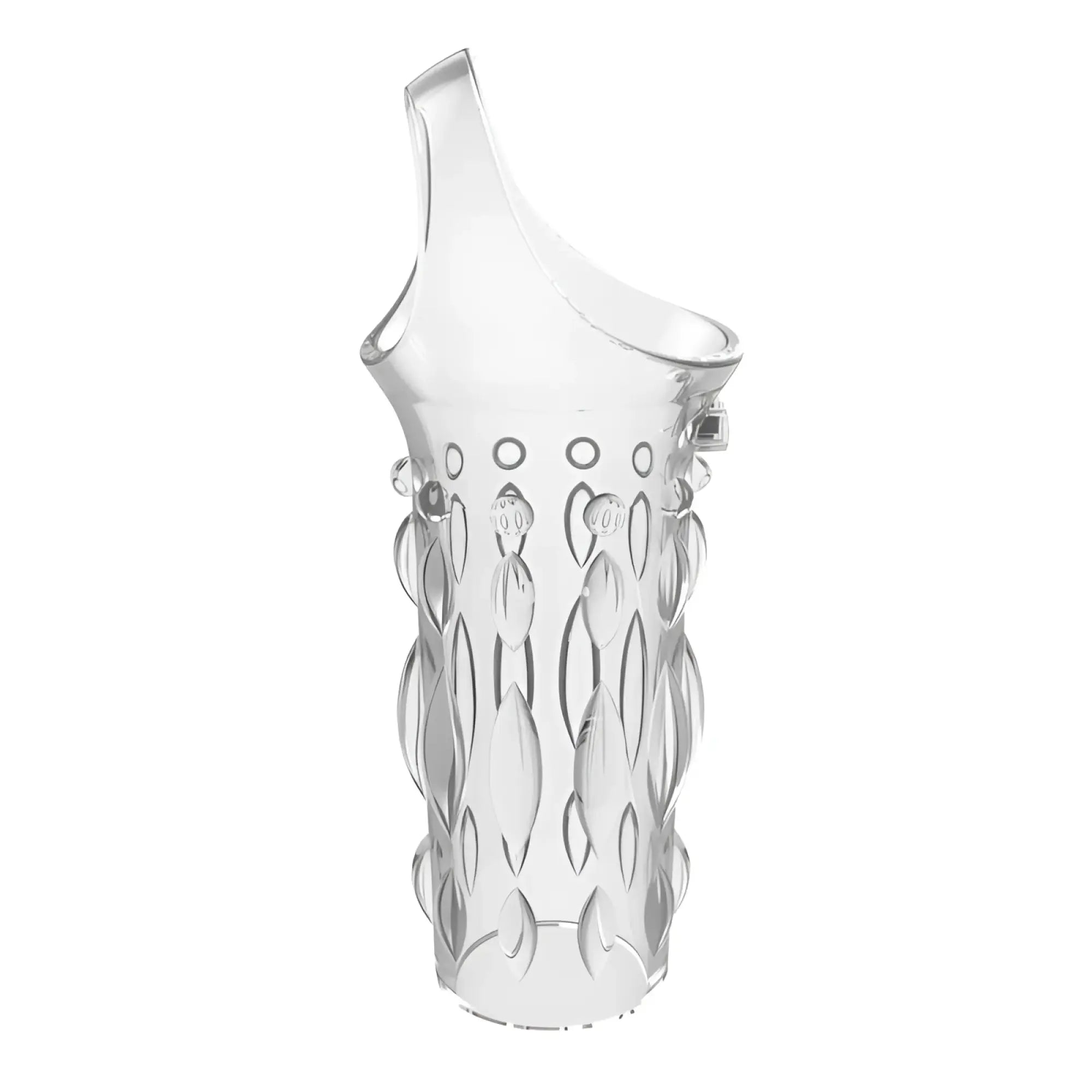 Clear glass ice bucket with vertical leaf embossments and curved spout in gk power renegade power cage clear one size