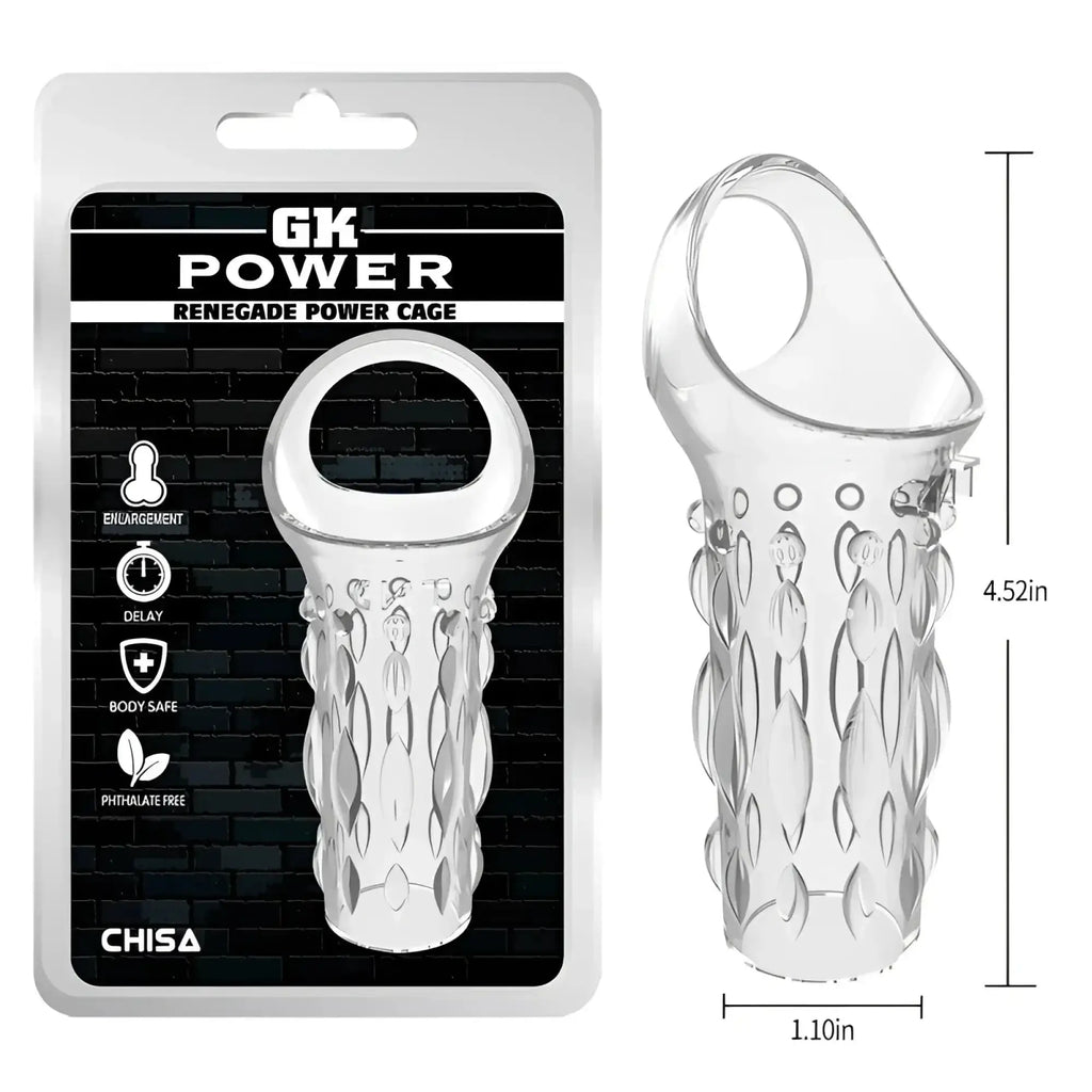 Gk power renegade clear one size plastic power cage with textured diamond-patterned surface and top integrated ring
