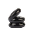 Black glossy GK Power Stacked Dual Pleasure ring with modern sculpted design featuring three interlocking circular bands