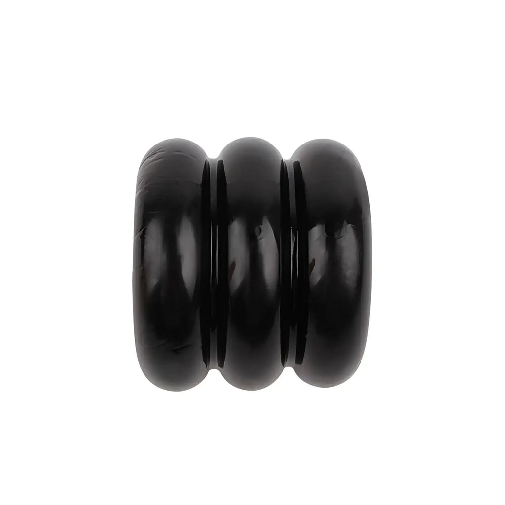 Black glossy wooden bead with three ridges in gk power triad cock ring one size for durable use