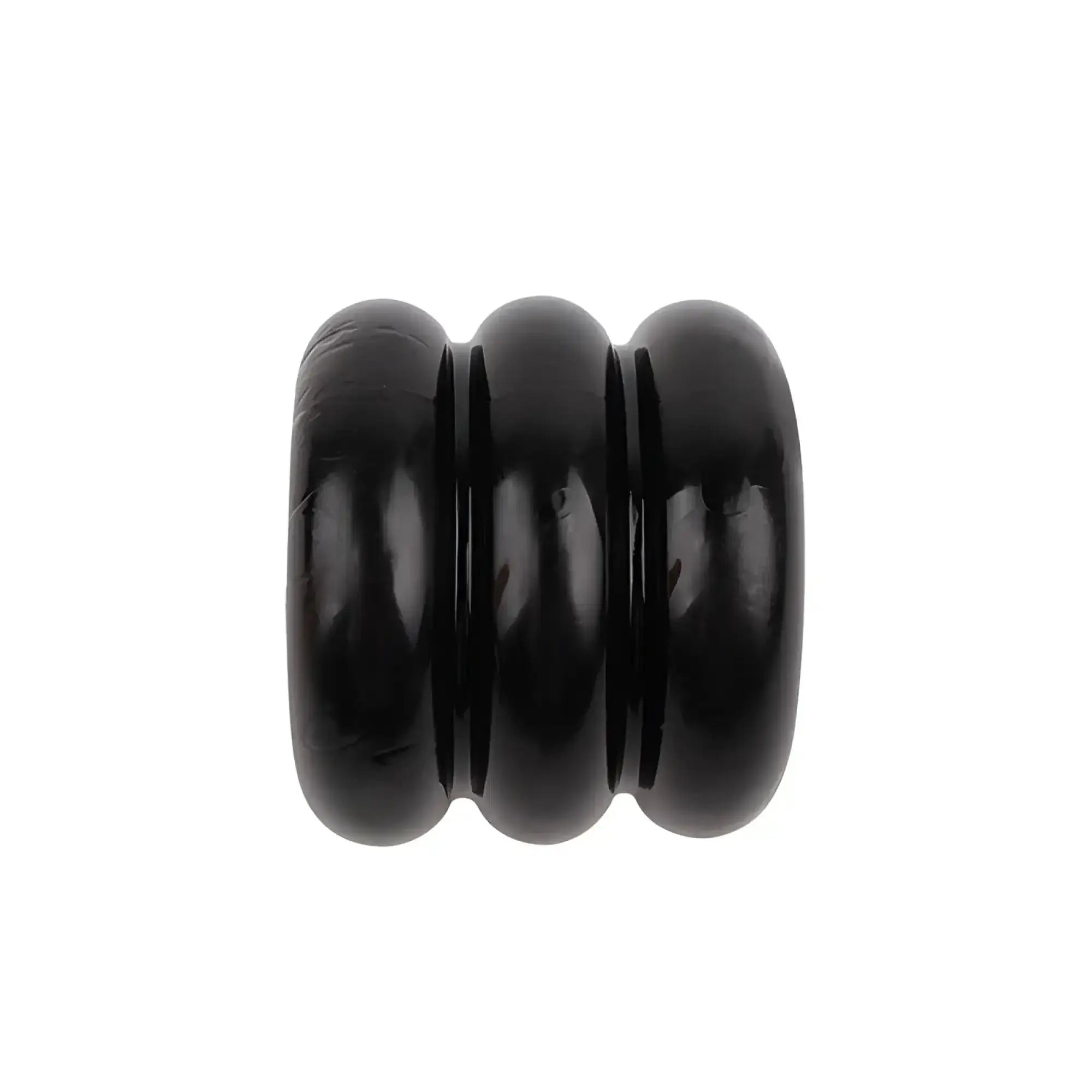 Black glossy wooden bead with three ridges in gk power triad cock ring one size for durable use