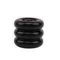 Black glossy rubber inflatable triad cock ring with three stacked circular segments by GK Power one size