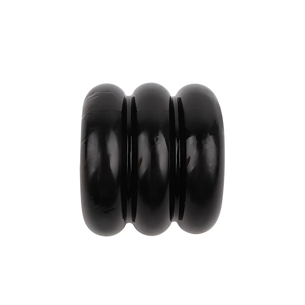 Black glossy wooden bead with three ridges in gk power triad cock ring one size for durable use