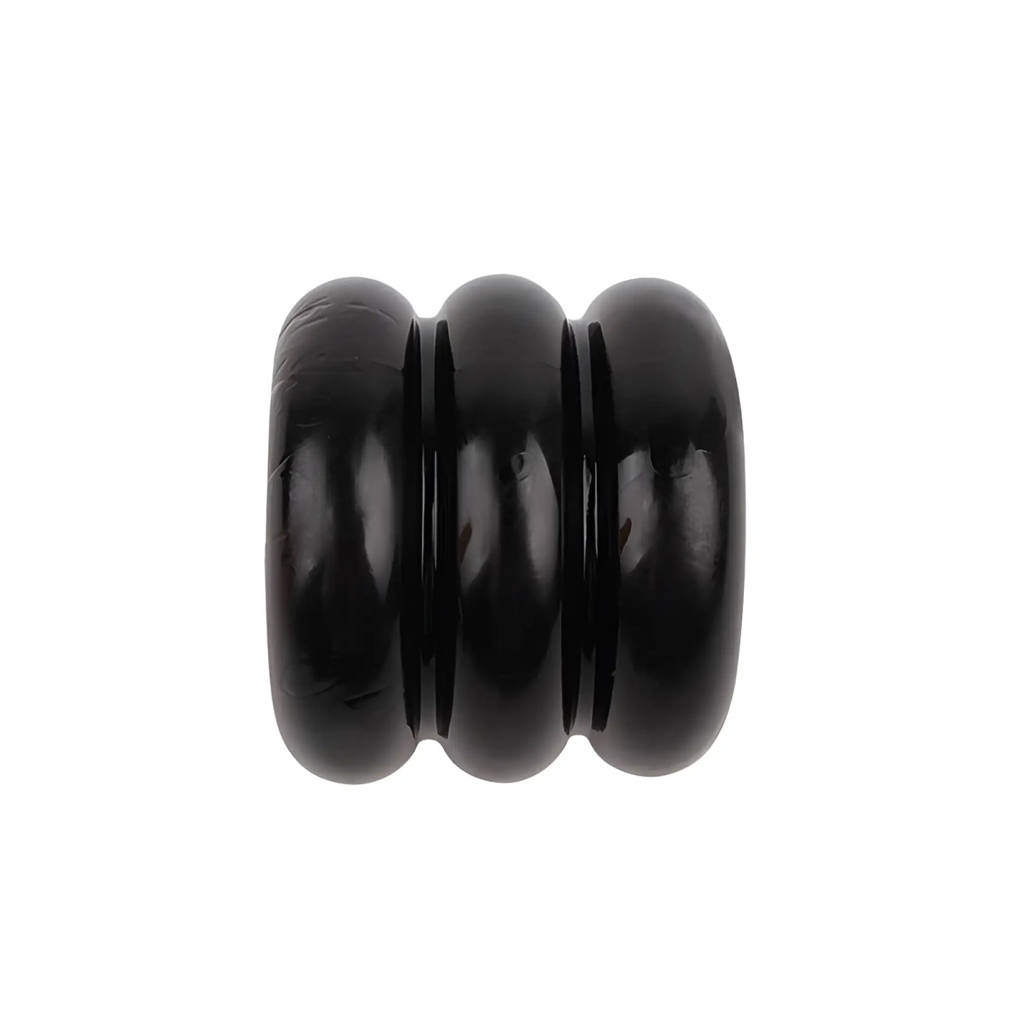 Black glossy wooden bead with three ridges in gk power triad cock ring one size for durable use