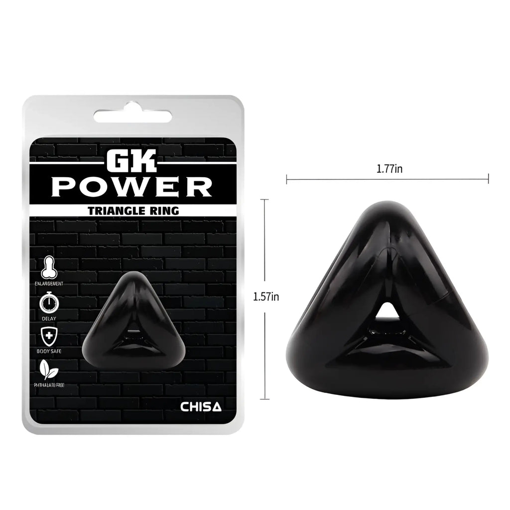 Black glossy triangle-shaped gk power ring by chisa in one size featuring sleek design and durable material