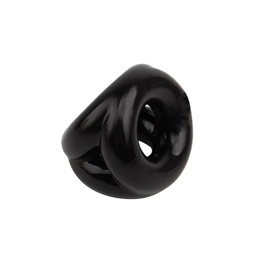 Black glossy silicone oral stimulation ring gk power triangle ring one size with smooth rounded design and central hole