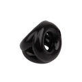 Black glossy silicone oral stimulation ring gk power triangle ring one size with smooth rounded design and central hole