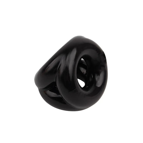 Black glossy silicone oral stimulation ring gk power triangle ring one size with smooth rounded design and central hole