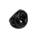 Black glossy silicone oral stimulation ring gk power triangle ring one size with smooth rounded design and central hole