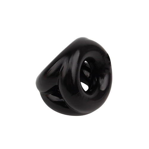 Black glossy silicone oral stimulation ring gk power triangle ring one size with smooth rounded design and central hole