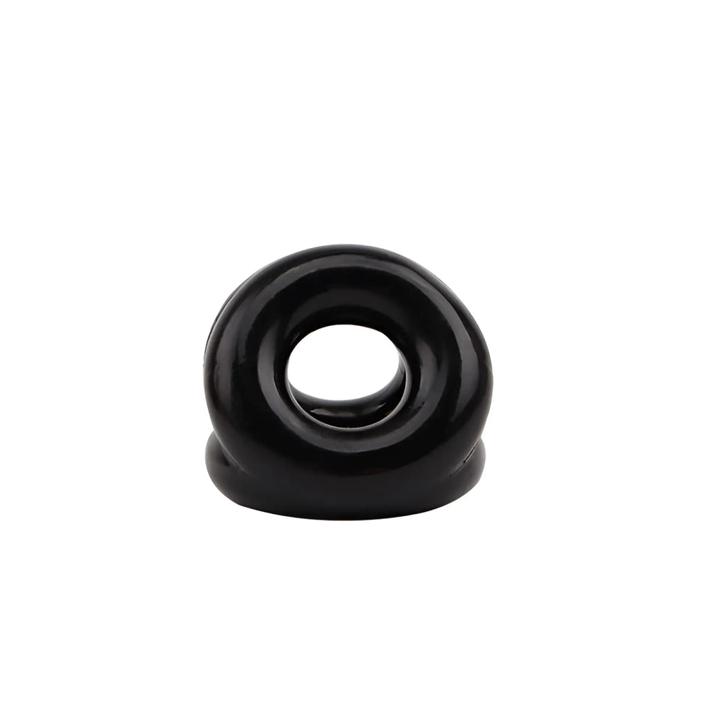 Black glossy silicone ring with smooth rounded design and central hole in gk power triangle ring one size