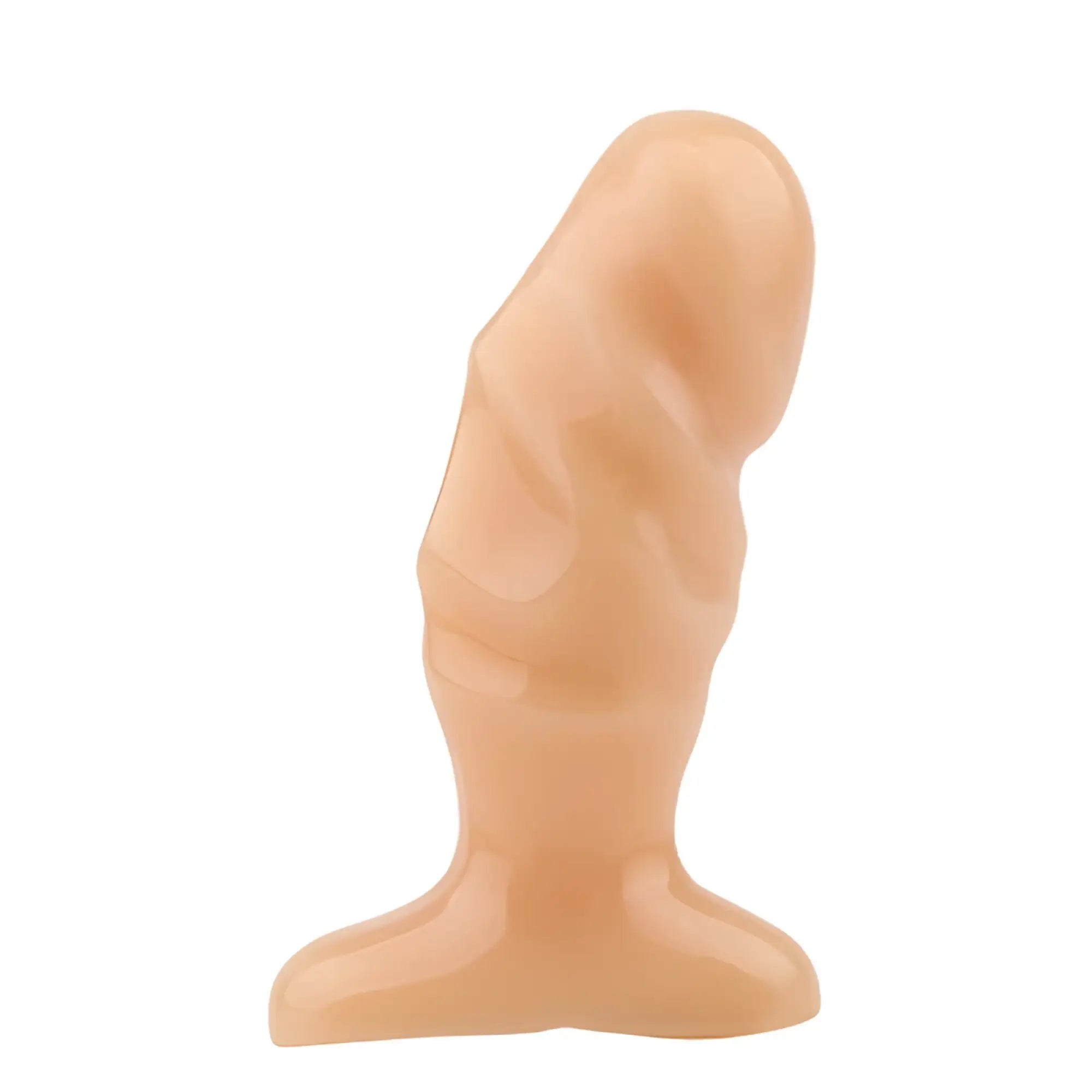 Beige silicone anal plug gk power tush flesh plug with textured tapered design and flared base one size