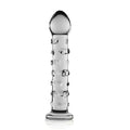 Glass romance 2 clear 7in anal plug made of clear glass with rounded head and evenly spaced spherical bumps