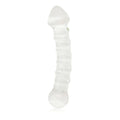 Glass romance 5 clear 7in transparent glass dildo with textured ribbed shaft and rounded ends