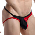 Good Devil GDE034 jockstrap thong with glossy black and red color blocking and sleek design