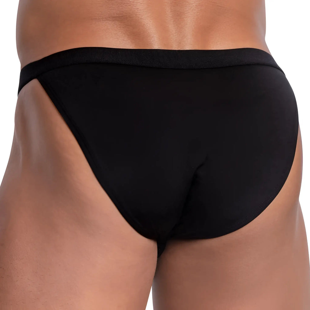 Black good devil gdi035 bikini brief with smooth form-fitting design and elastic waistband shown from the back