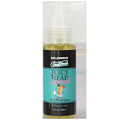 A clear plastic bottle with a black and teal label of doc johnson goodhead juicy head pina colada dry mouth spray 59ml