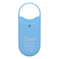 Light blue plastic handheld dry mouth spray with circular top loop branded goodhead cotton candy juicy head 9ml to-go
