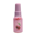 Pink plastic spray bottle with matching cap labeled goodhead pussy licker spray cherry by doc johnson 29ml