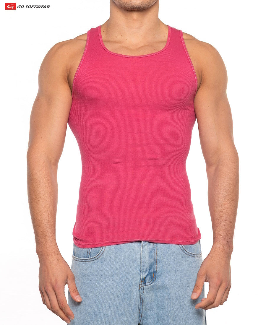 Go Softwear 4915 Men's Gold Coast Rib Tank Top - Chateau Rose
