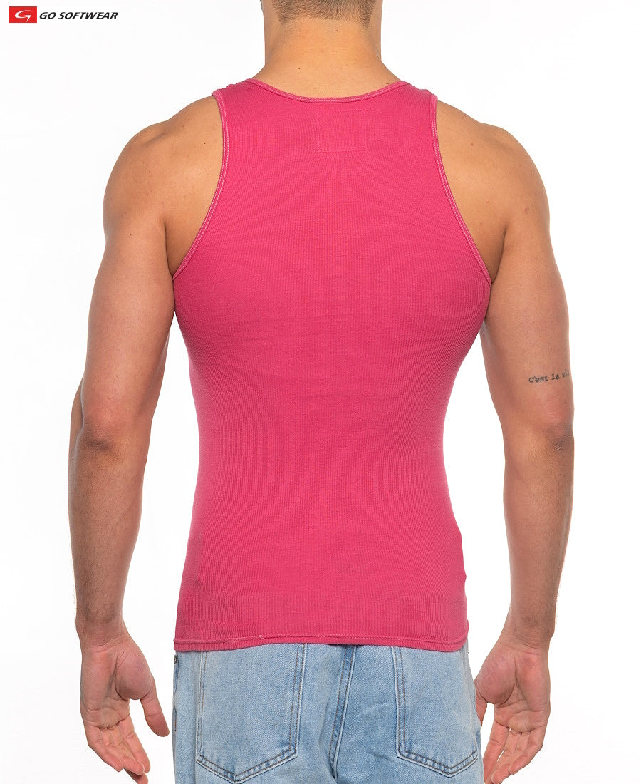 Go Softwear 4915 Men's Gold Coast Rib Tank Top - Chateau Rose